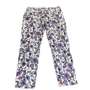 Khakis by Gap 4R Slim City Crop Pants White Purple Floral Golf Casual Straight
